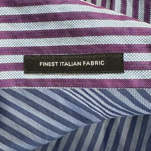 Hugo Boss Dress Shirt Mens 41 16 Purple Blue Stripe Gerald 100% Cotton Office‎ - Picture 4 of 9